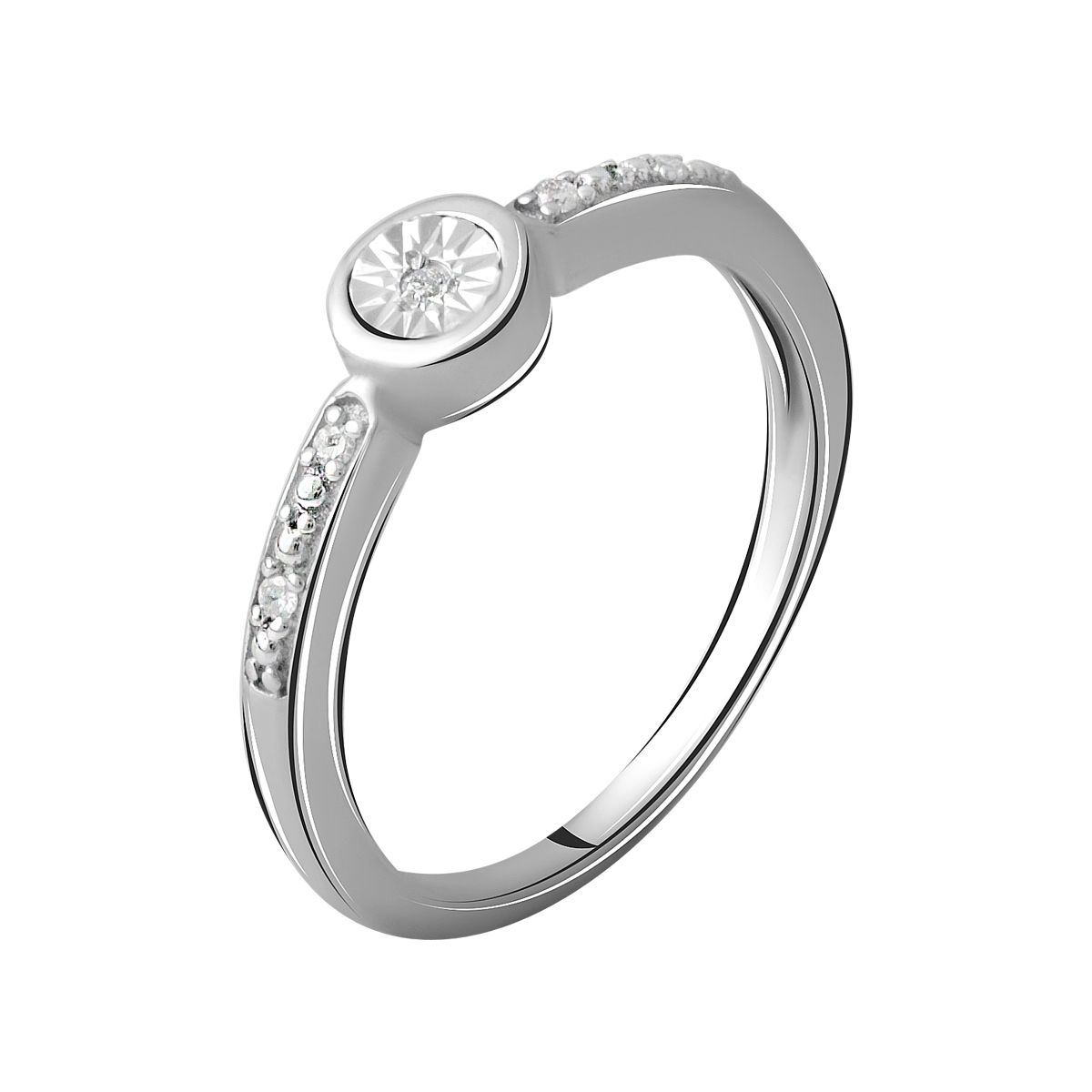 

Серебряное кольцо LAMIA с натуральными бриллиантом 0.05ct 18 размер