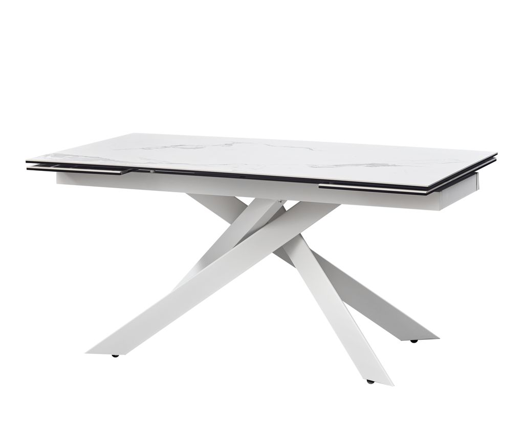 

Стол обеденный раскладной в гостиную, кухню Gracio Straturario White 160(240)x90 керамика, металл белый Concepto