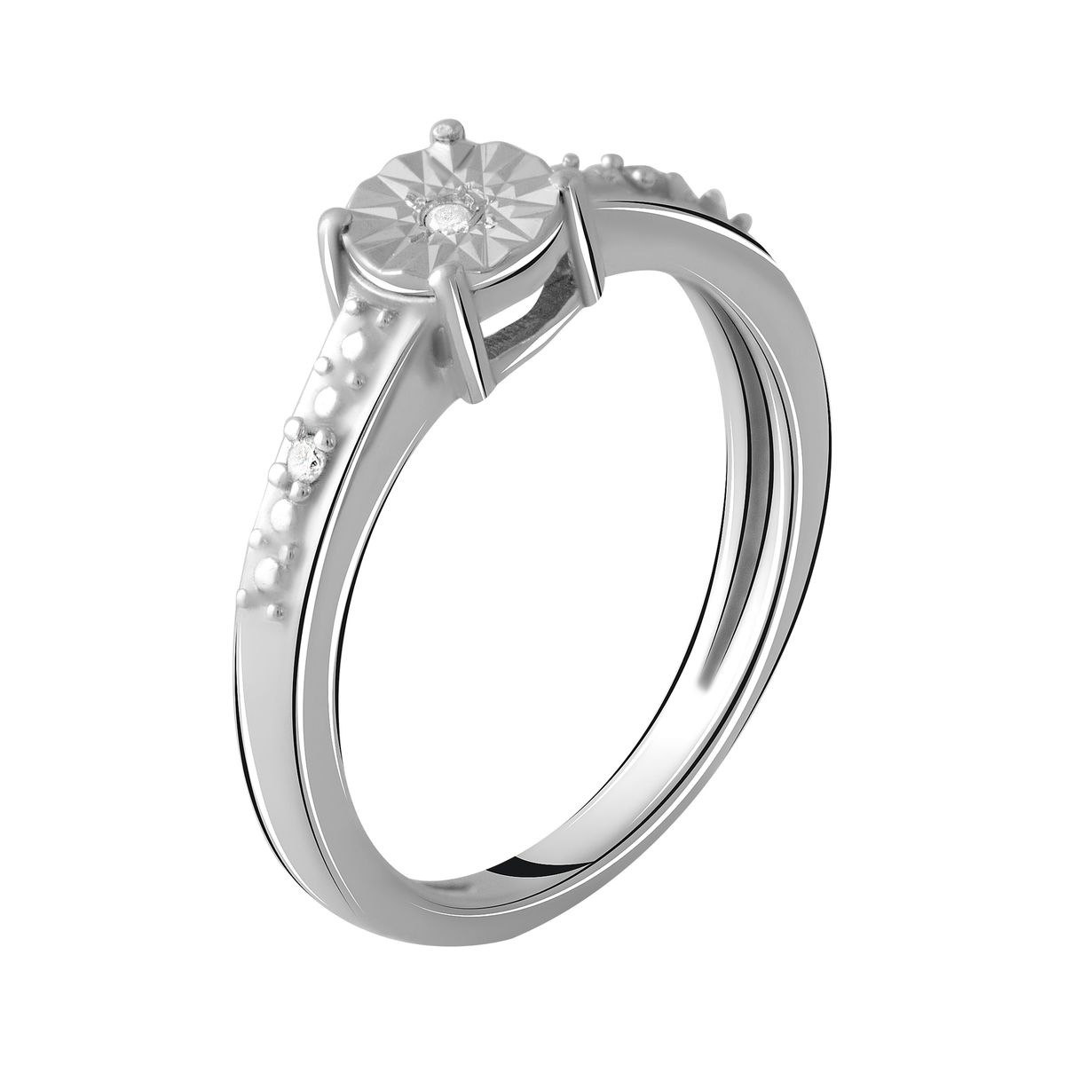 

Серебряное кольцо LAMIA с натуральными бриллиантом 0.027ct 16 размер