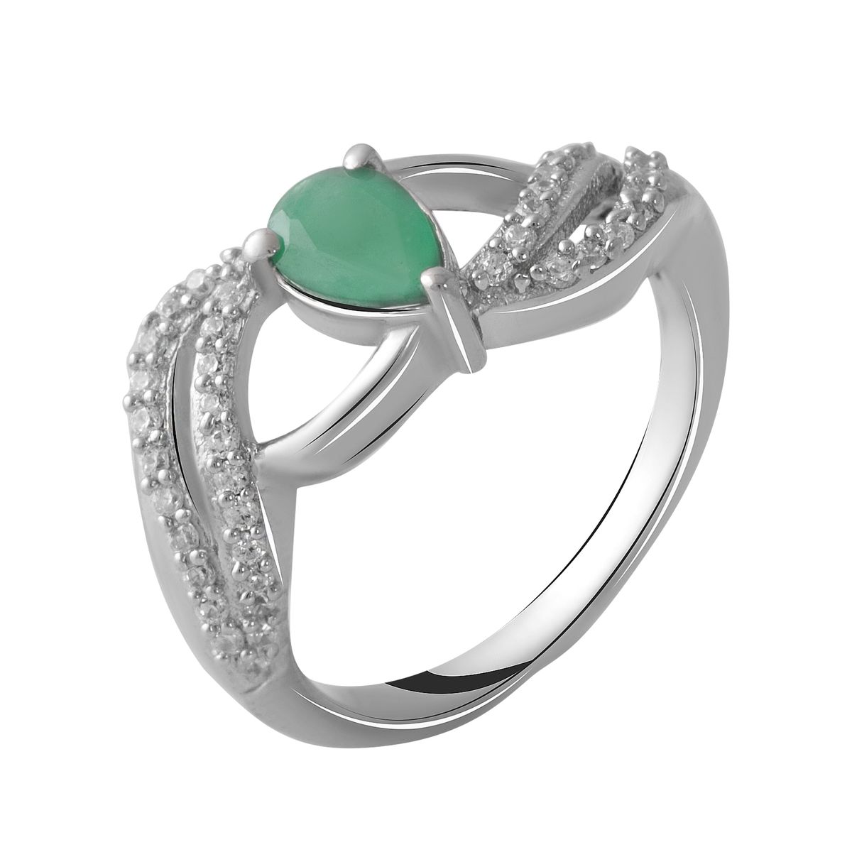 

Серебряное кольцо LAMIA с натуральным изумрудом 0.58ct 16.5 размер