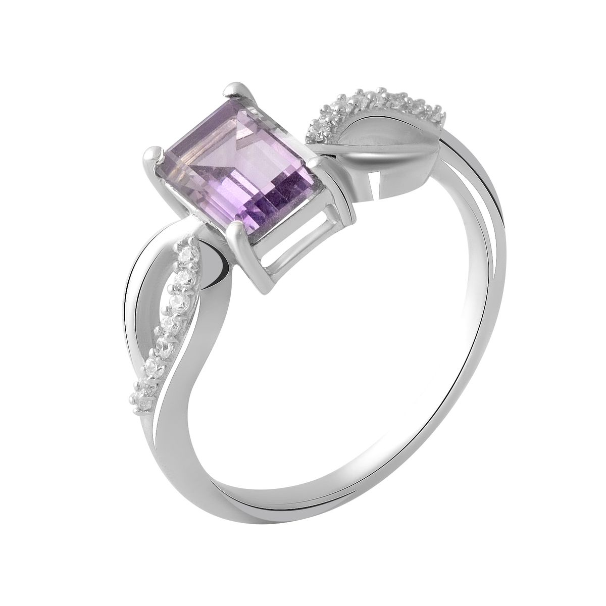 

Серебряное кольцо LAMIA с натуральным аметистом 1.43ct 17.5 размер