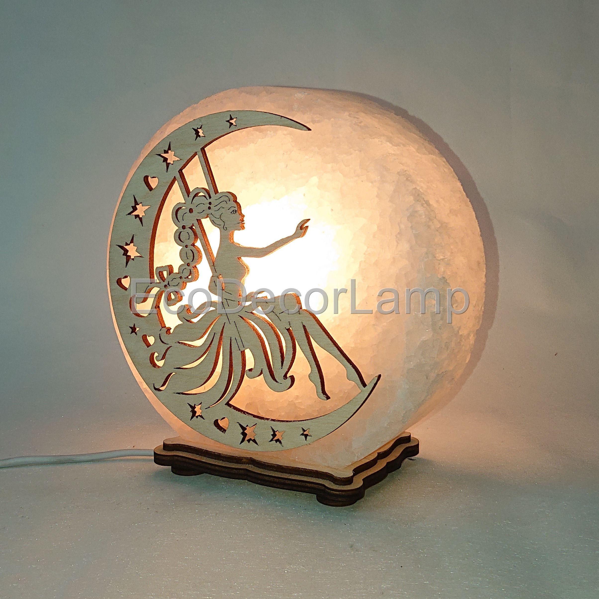 

Соляная лампа EcoDecorLamp круглый Фея на качеле жёлтый