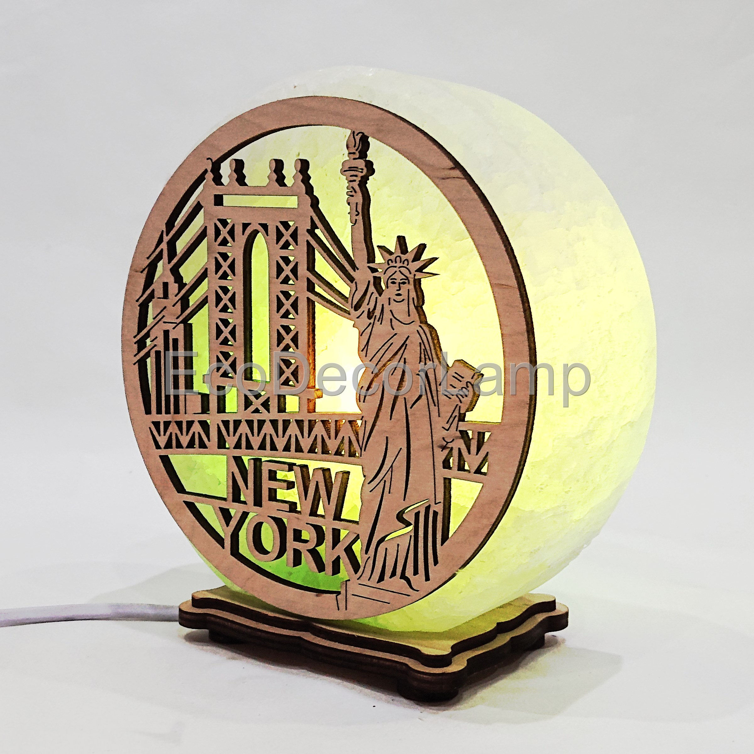 

Соляной светильник EcoDecorLamp круглый New York зелёный