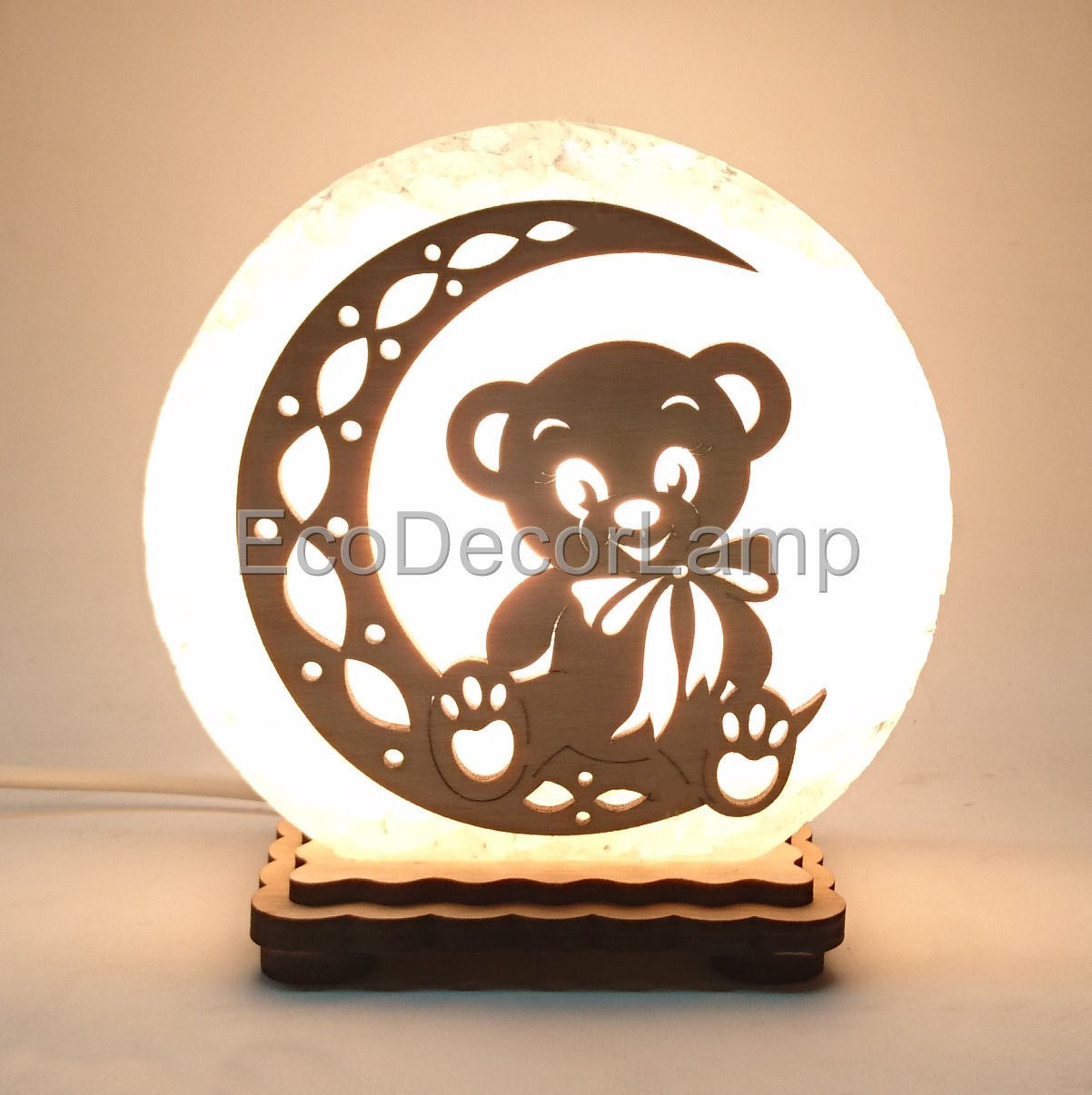 

Соляная лампа EcoDecorLamp круглый маленький Мишка на луне