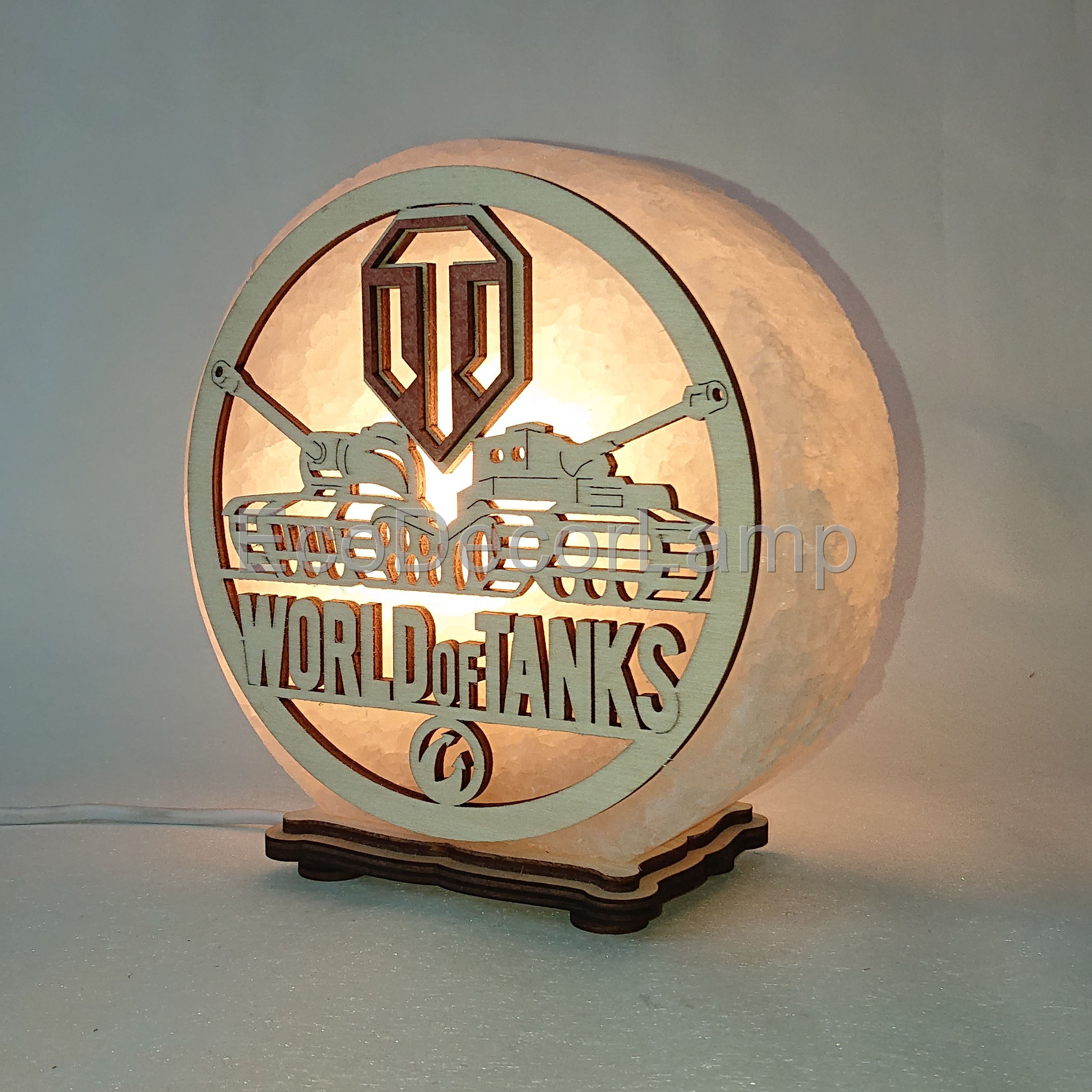 

Соляная лампа EcoDecorLamp круглый Танки жёлтый