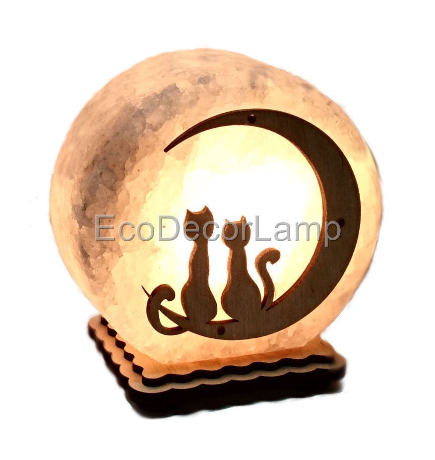 

Соляная лампа EcoDecorLamp круглый маленький Коты на луне