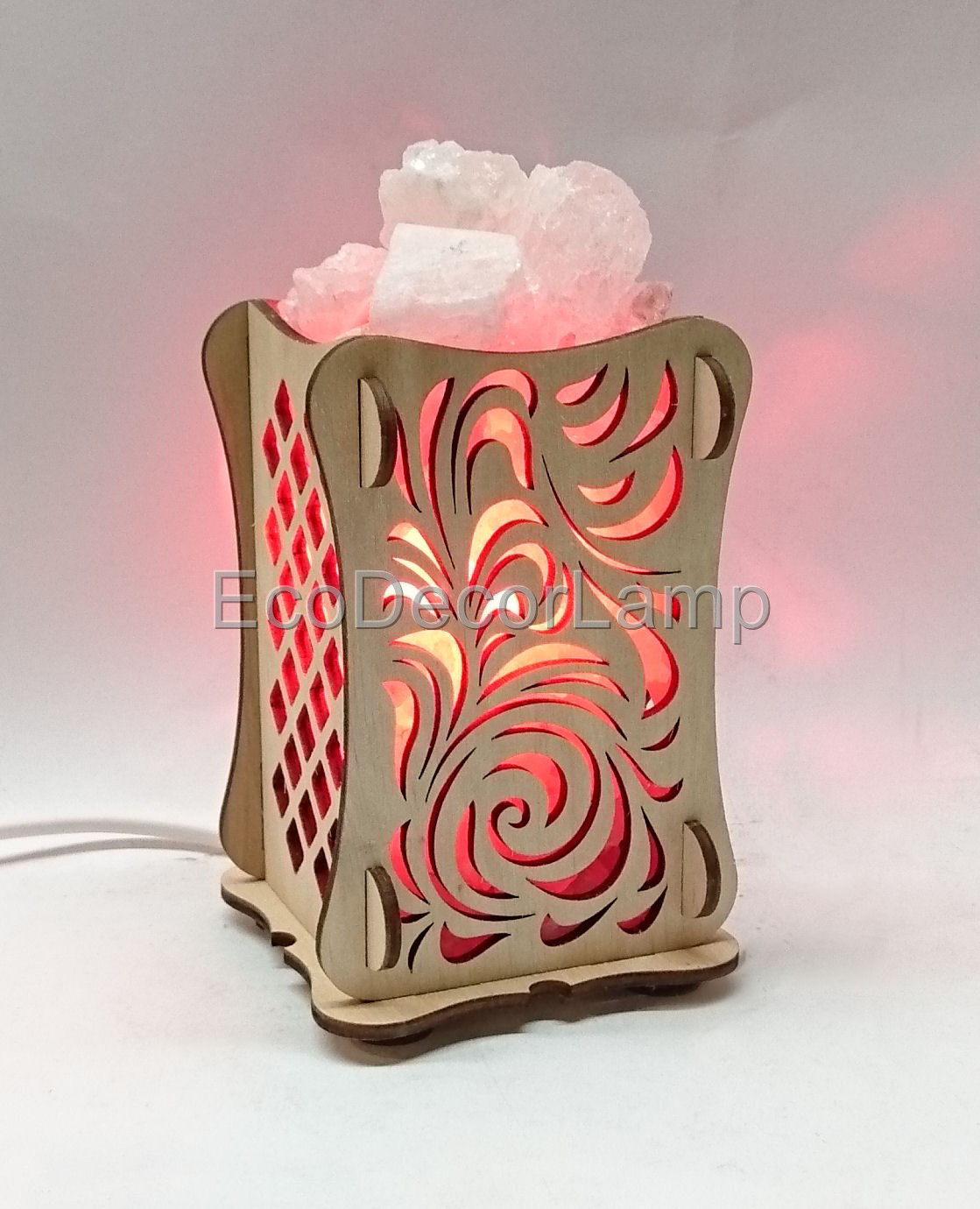 

Соляной светильник EcoDecorLamp Деревянный камин Листья красний