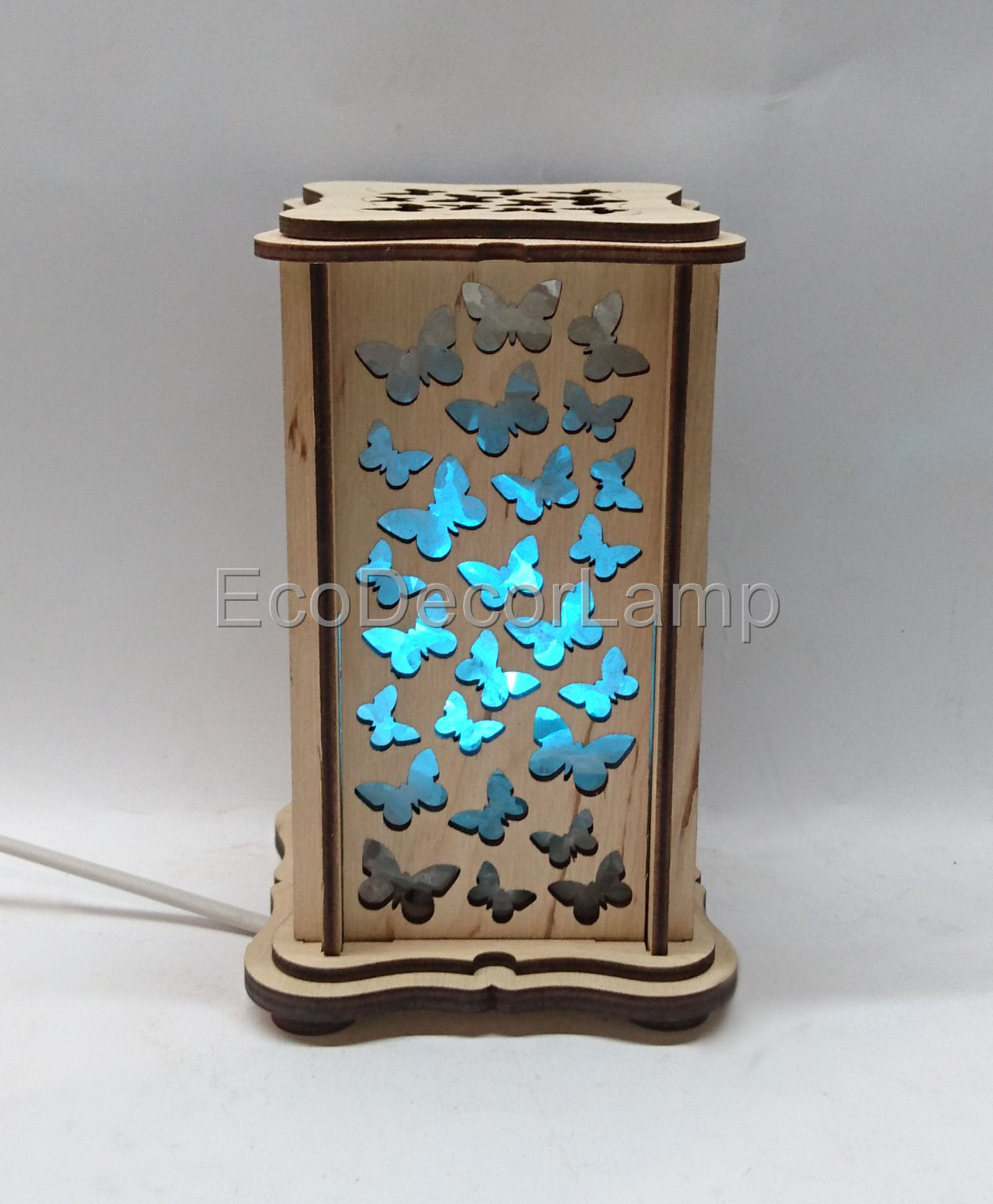 

Соляной светильник EcoDecorLamp прямоугольный маленький Бабочки синий