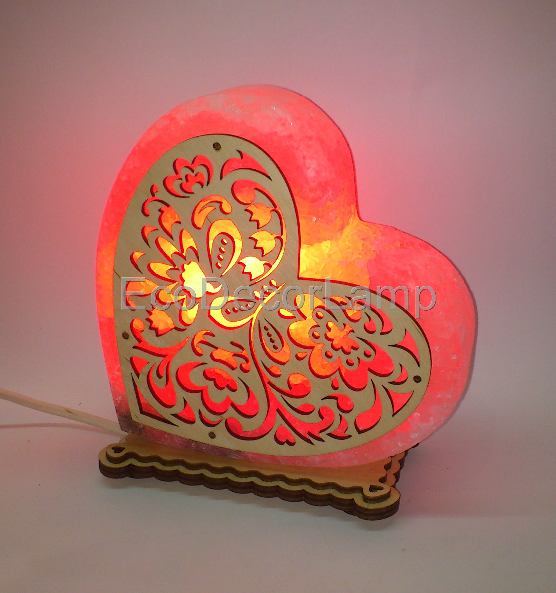 

Соляной светильник EcoDecorLamp Сердце большое Узор