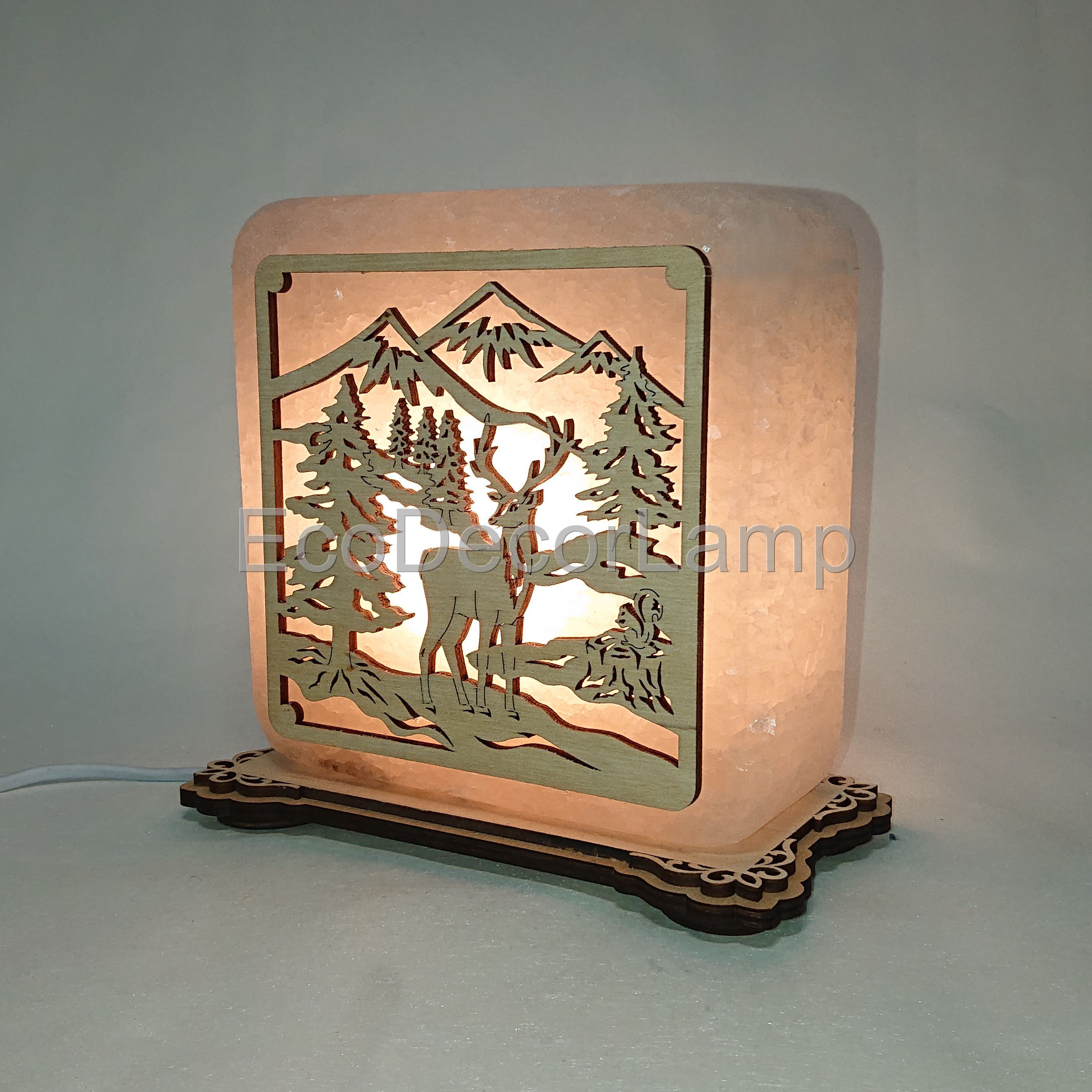 

Соляной светильник EcoDecorLamp квадратный Олень жёлтый