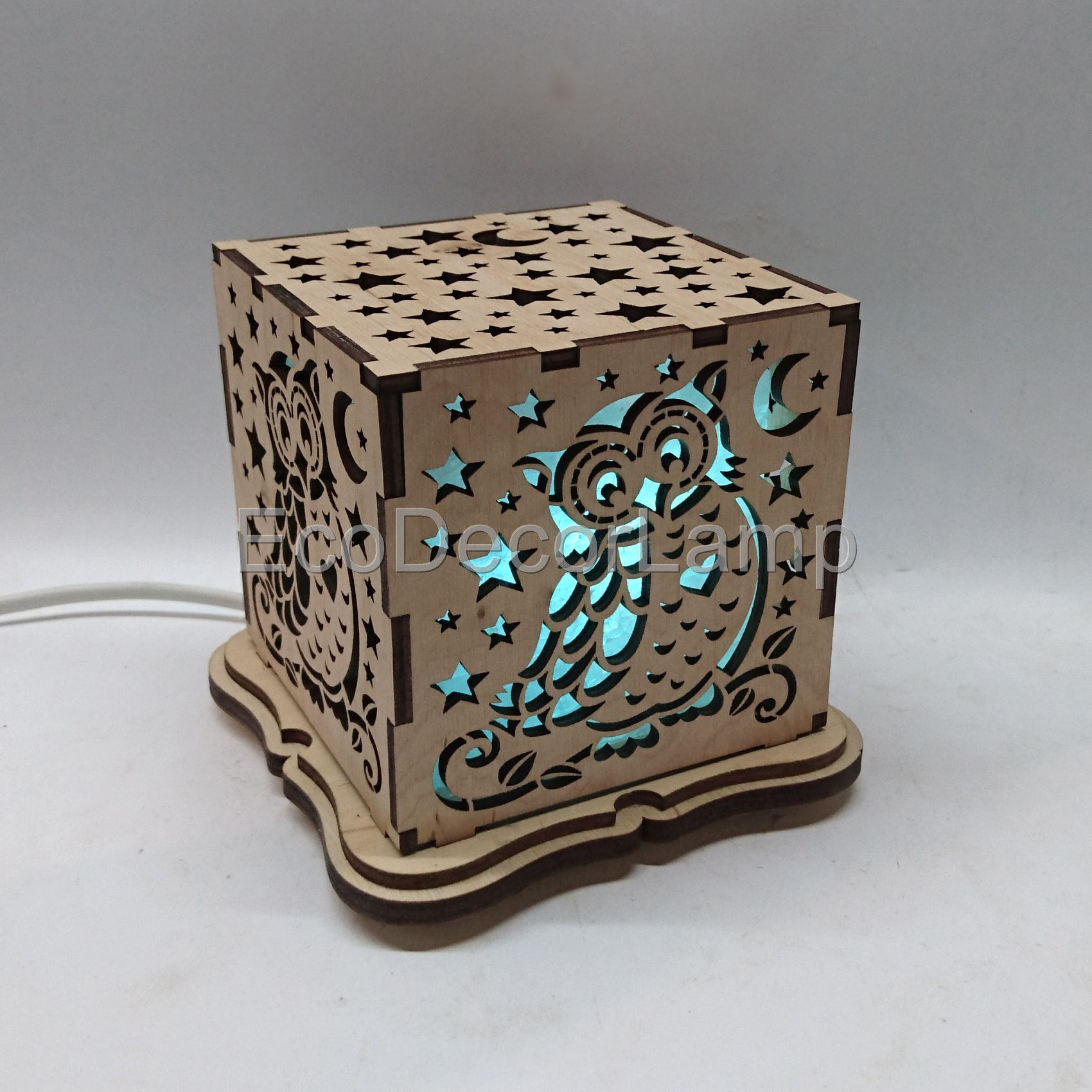 

Соляная лампа EcoDecorLamp Куб Сова синий