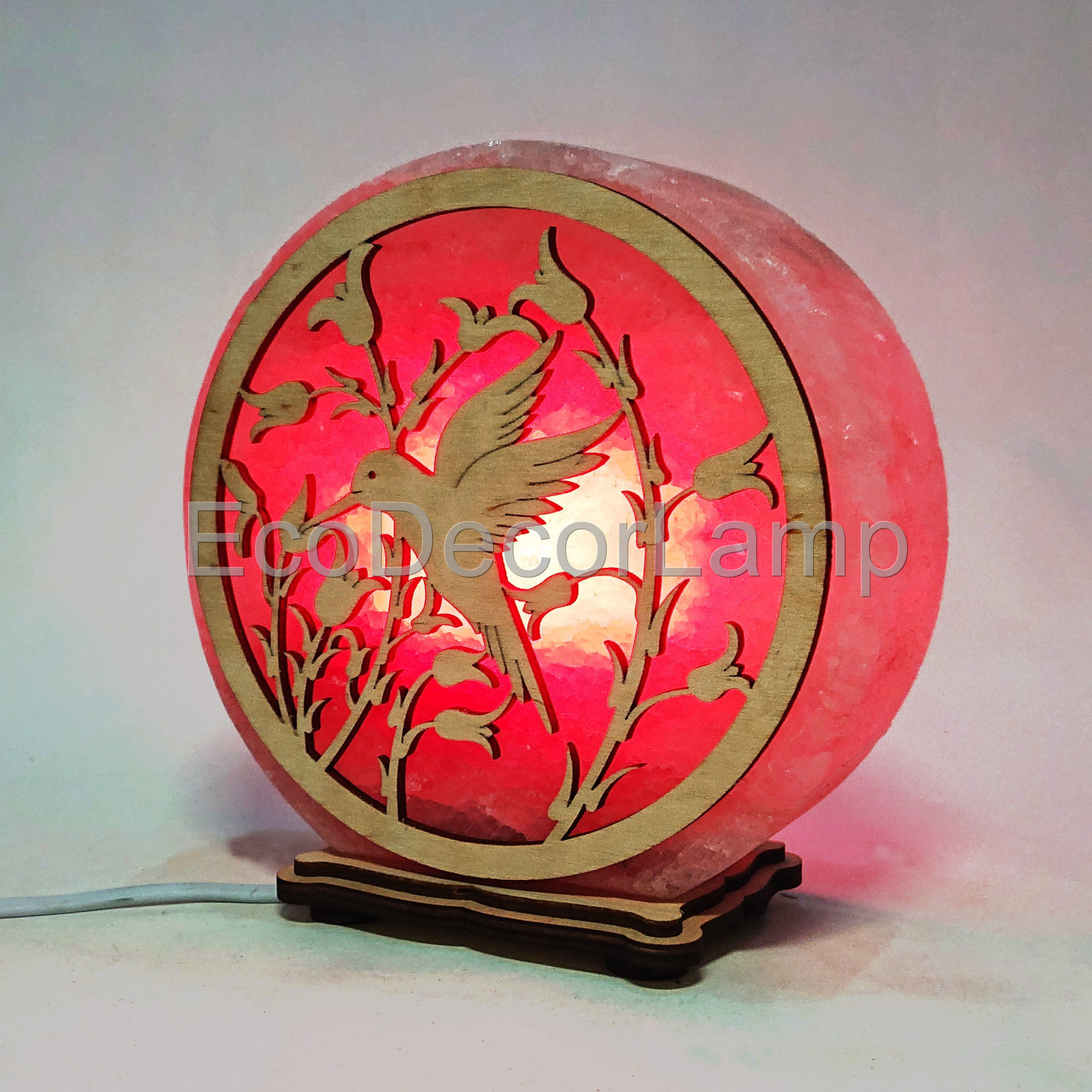 

Соляная лампа EcoDecorLamp круглый Колибри красный