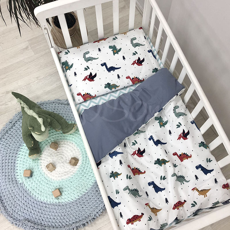 

Сменный комплект постельного в кроватку (3 пр.) Baby Design Дино синий