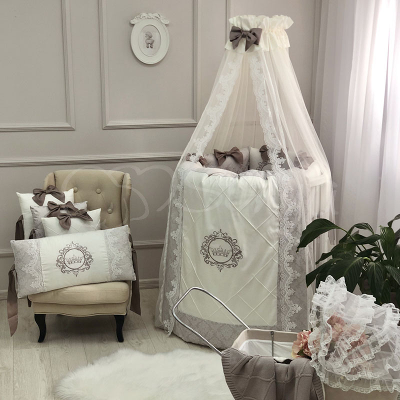 

Постельный комплект в овальную кроватку без балдахина (6 пр.) Elegance какао