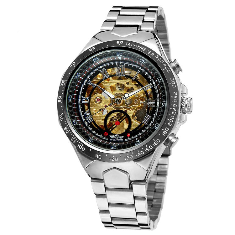 

Мужские наручные часы Winner 8067 Silver-Black-Gold Red