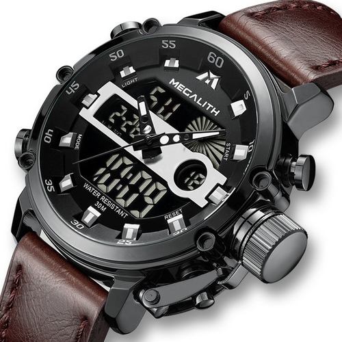

Мужские наручные часы Megalith 8051M Brown-Black-Dark Gray