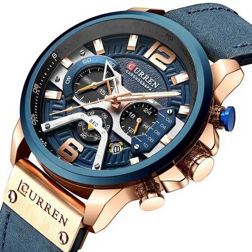 

Мужские наручные часы Curren 8329 Blue-Gold