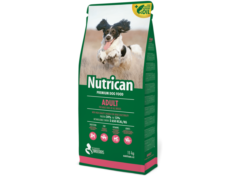 Взрослый корм. NUTRICAN. Dog food NUTRICAN. Premium Dog food. Suhoj korm Almo nature для взрослых собак средних пород с курицей.