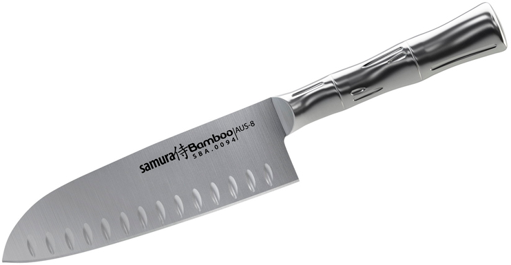 

Нож кухонный Samura Bamboo Сантоку с желобчатой линией лезвия 160 мм Стальной (SBA-0094)