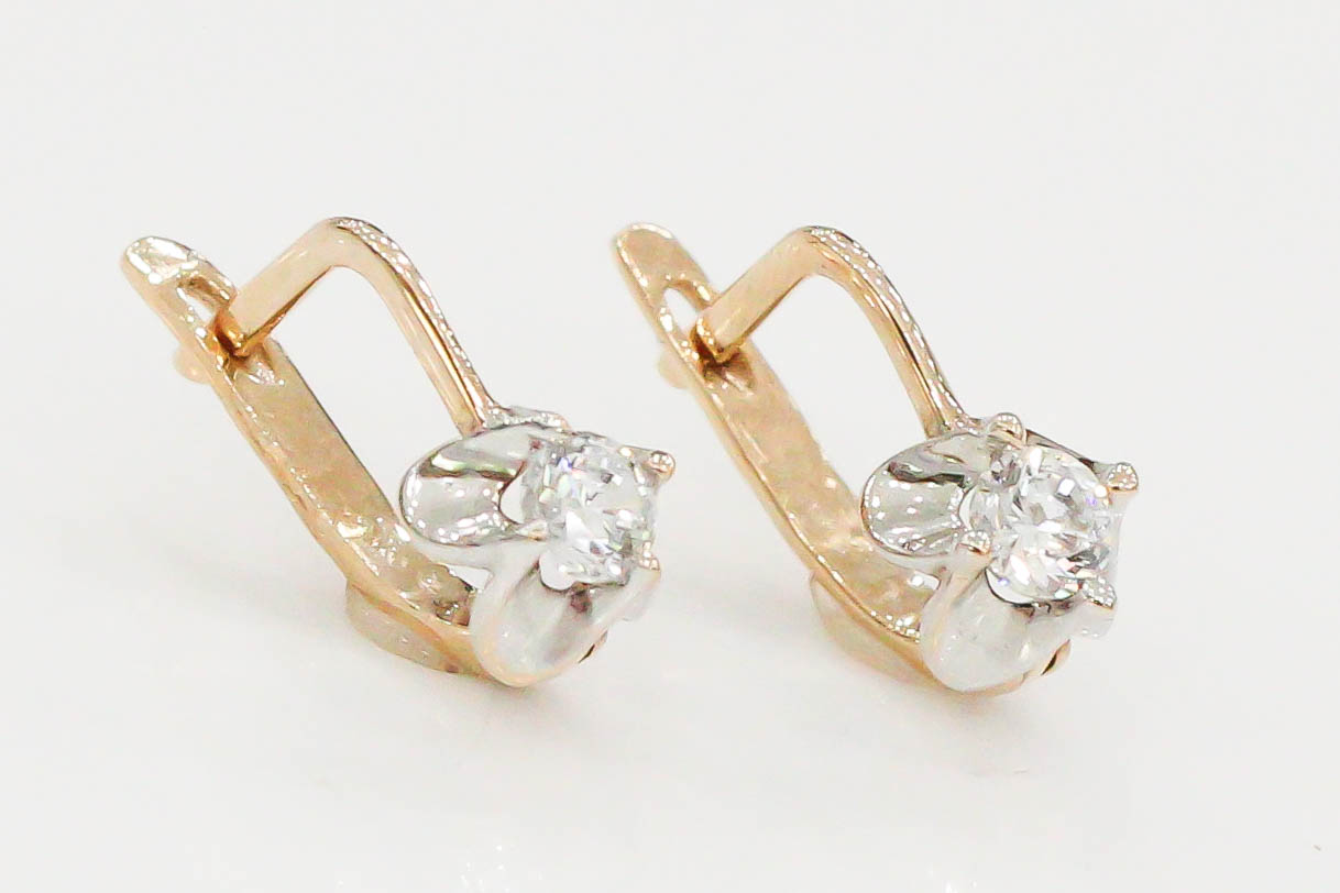 

Золотые серьги с фианитами КС12048 Диамант