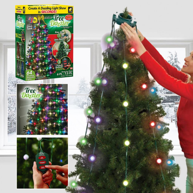 

Елочная праздничная гирлянда Christmas lights Tree Dazzler 48 Led Xmas лампочки конусная