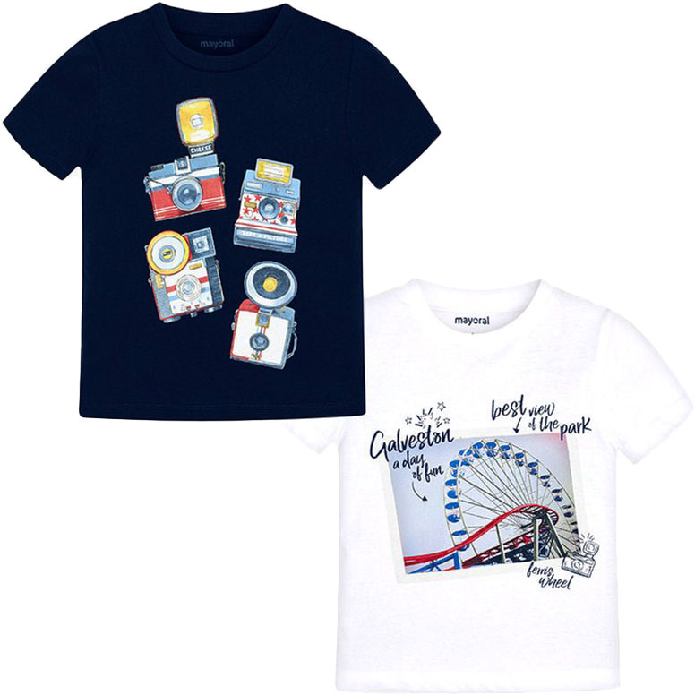 

Футболка Mayoral Mini Boy 3044-46 3A 2 шт Белая с темно-синим