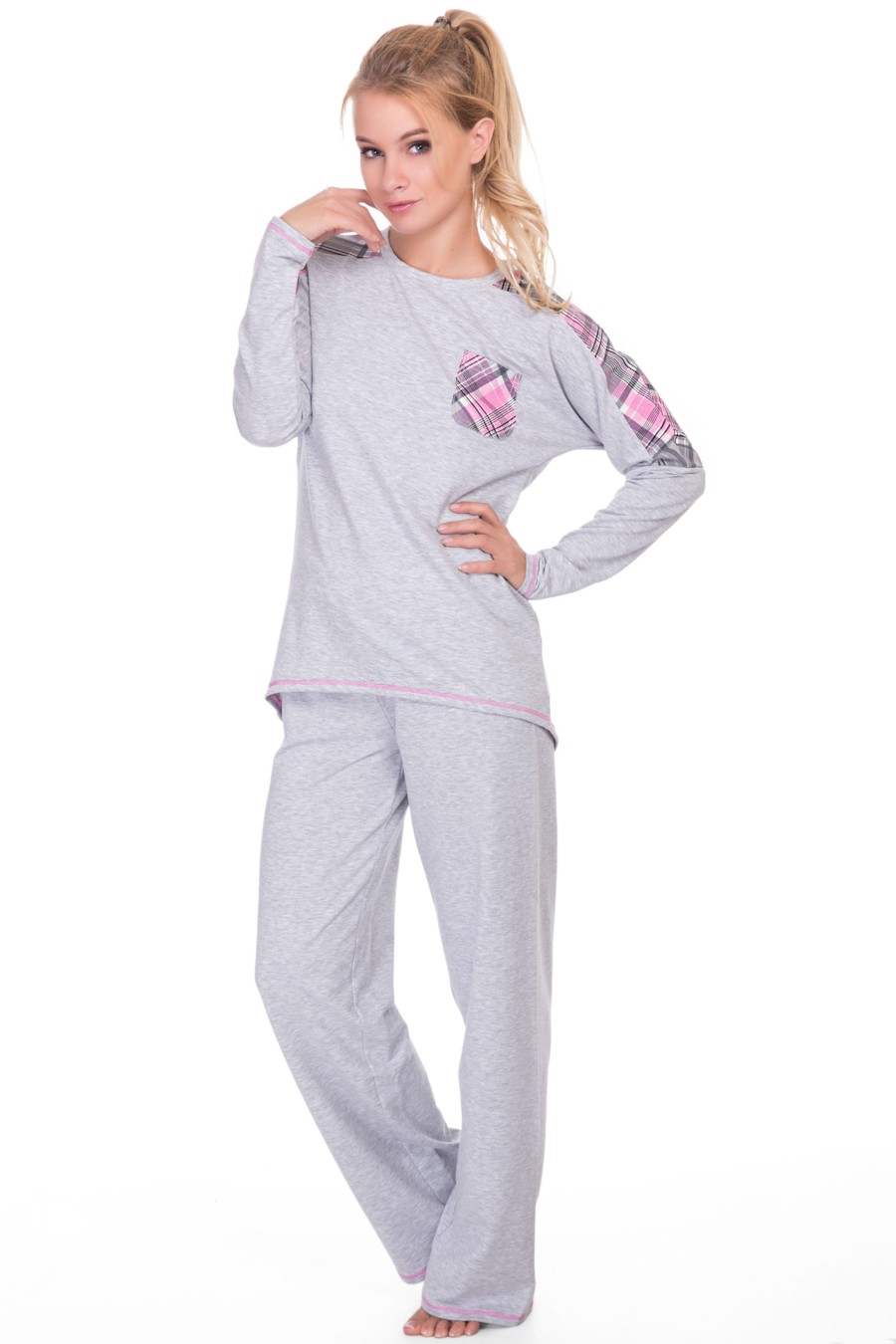 

Домашний костюм, хлопок Fleri 48(XL) Серый-розовый