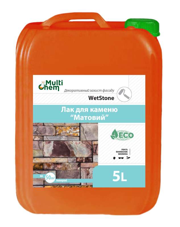 

Лак алкидный матовый WetStone Premium мокрый камень для любых поверхностей 5 л