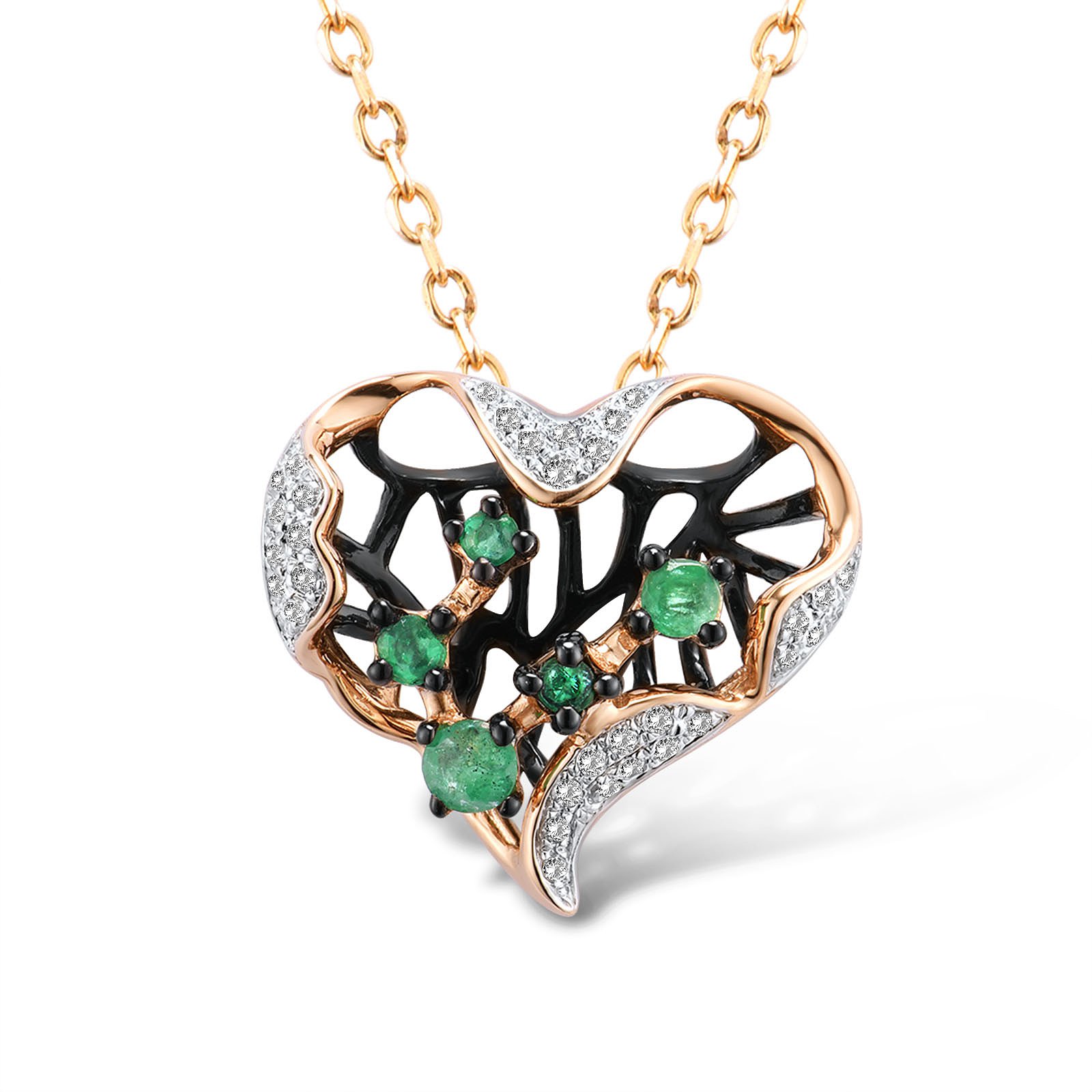 

Кулон из красного золота с бриллиантами и изумрудами 1744952