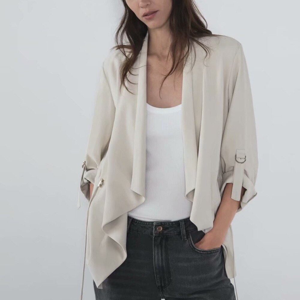 

Ветровка женская с регулируемой талией Beige Berni Fashion (S) Бежевый