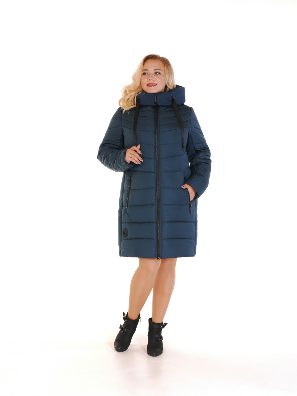 

Женская зимняя куртка Tada style из плащевой ткани р. цвет синий, Женская зимняя куртка Tada style из плащевой ткани р.48 цвет синий