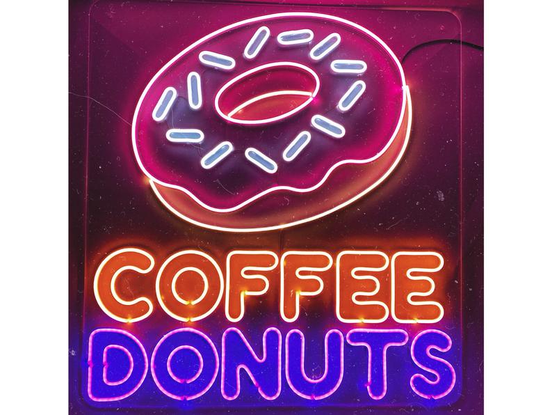 

Неоновая вывеска «COFFEE DONUTS»