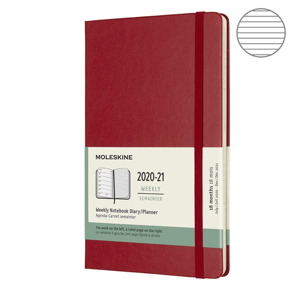 

Еженедельник Moleskine 2020-2021 средний красный DHF218WN3Y21