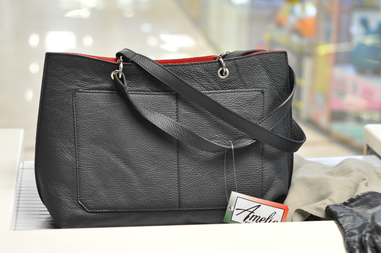 

Женская кожаная сумка Italian bag черная
