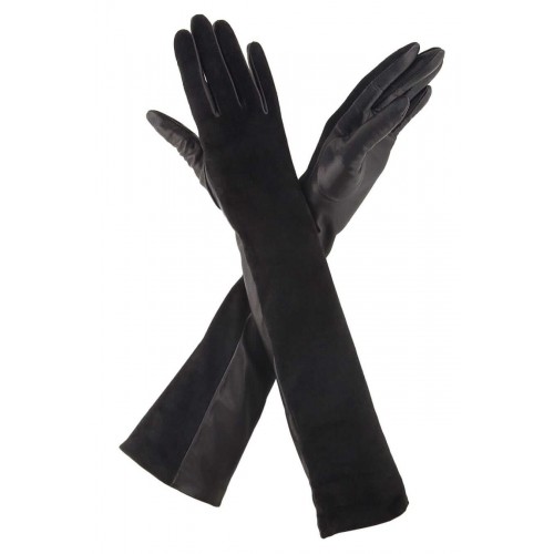 

Женские длинные перчатки комбинированные GlovesUA мод.052-48-3 черные 7,5