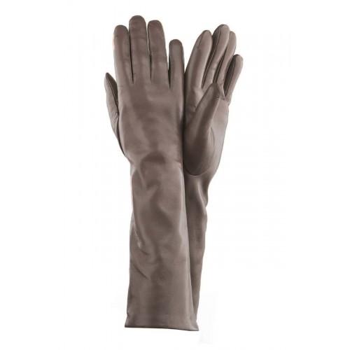 

Женские длинные перчатки кожа Италия GlovesUA мод.052-40 тауп 6,5