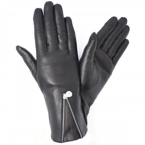 

Женские перчатки кожаные GlovesUA мод.185 черные 6,5 с молнией