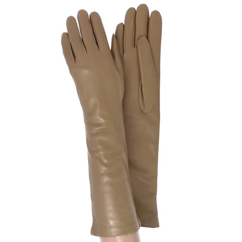 

Женские длинные перчатки кожа Италия GlovesUA мод.052-40 альпака 8,5