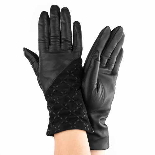 

Женские перчатки комбинированные GlovesUA мод.192 черные 8