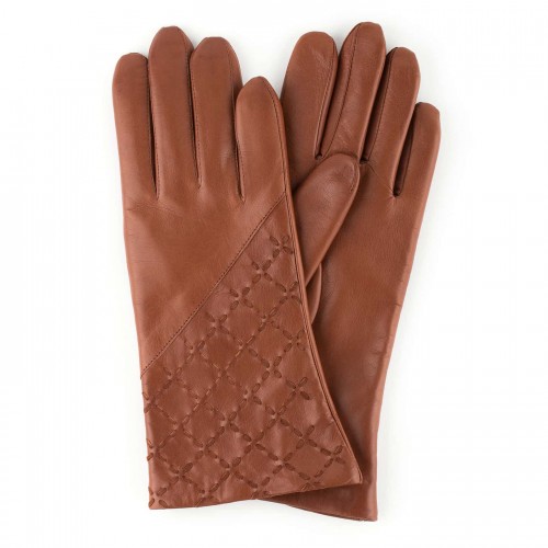 

Женские перчатки комбинированные GlovesUA мод.192 коньяк 8