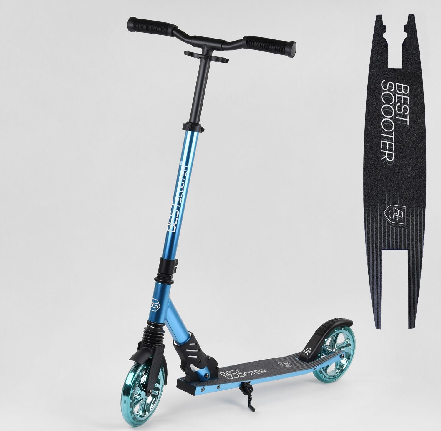 

Двухколесный самокат Best Scooter S-30688 складной с амортизатором Рама алюминий Голубой