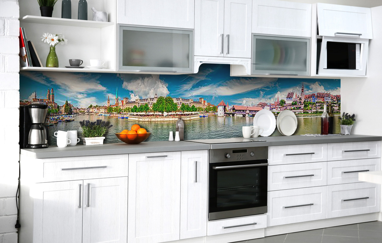 

Скинали на кухню Zatarga «Бухта свободы» 650х2500 мм виниловая 3Д наклейка кухонный фартук самоклеящаяся