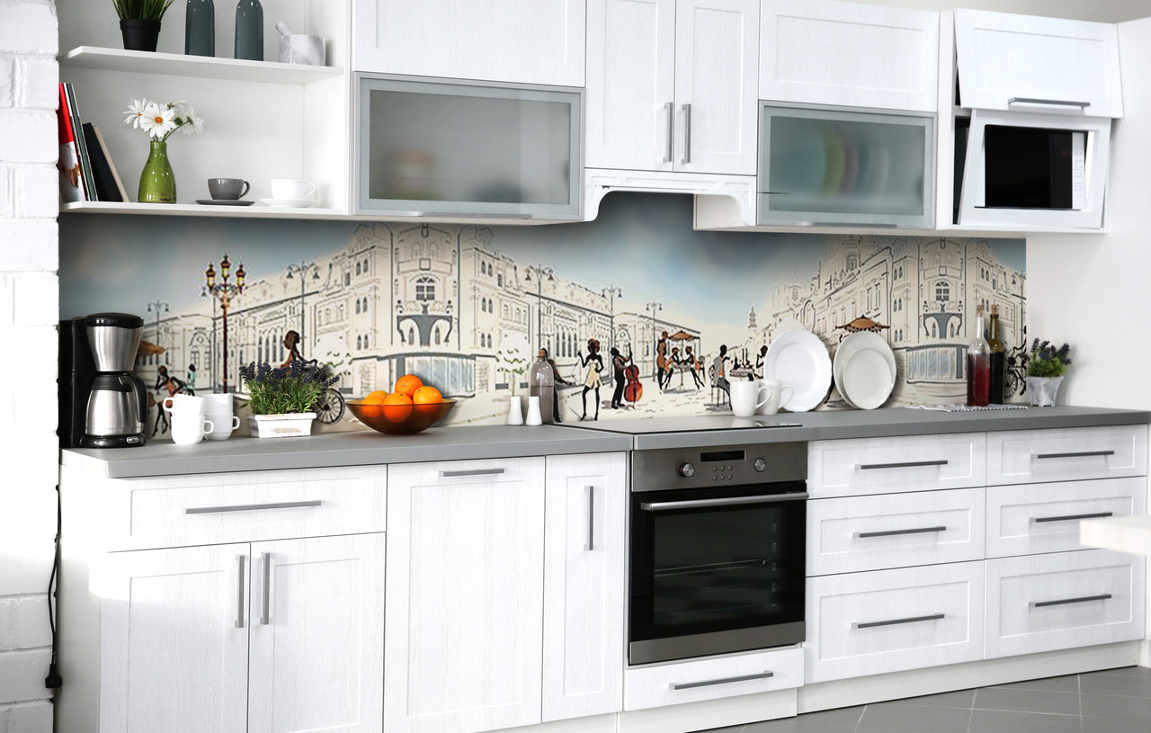 

Скинали на кухню Zatarga «Культурный Париж» 600х2500 мм виниловая 3Д наклейка кухонный фартук самоклеящаяся