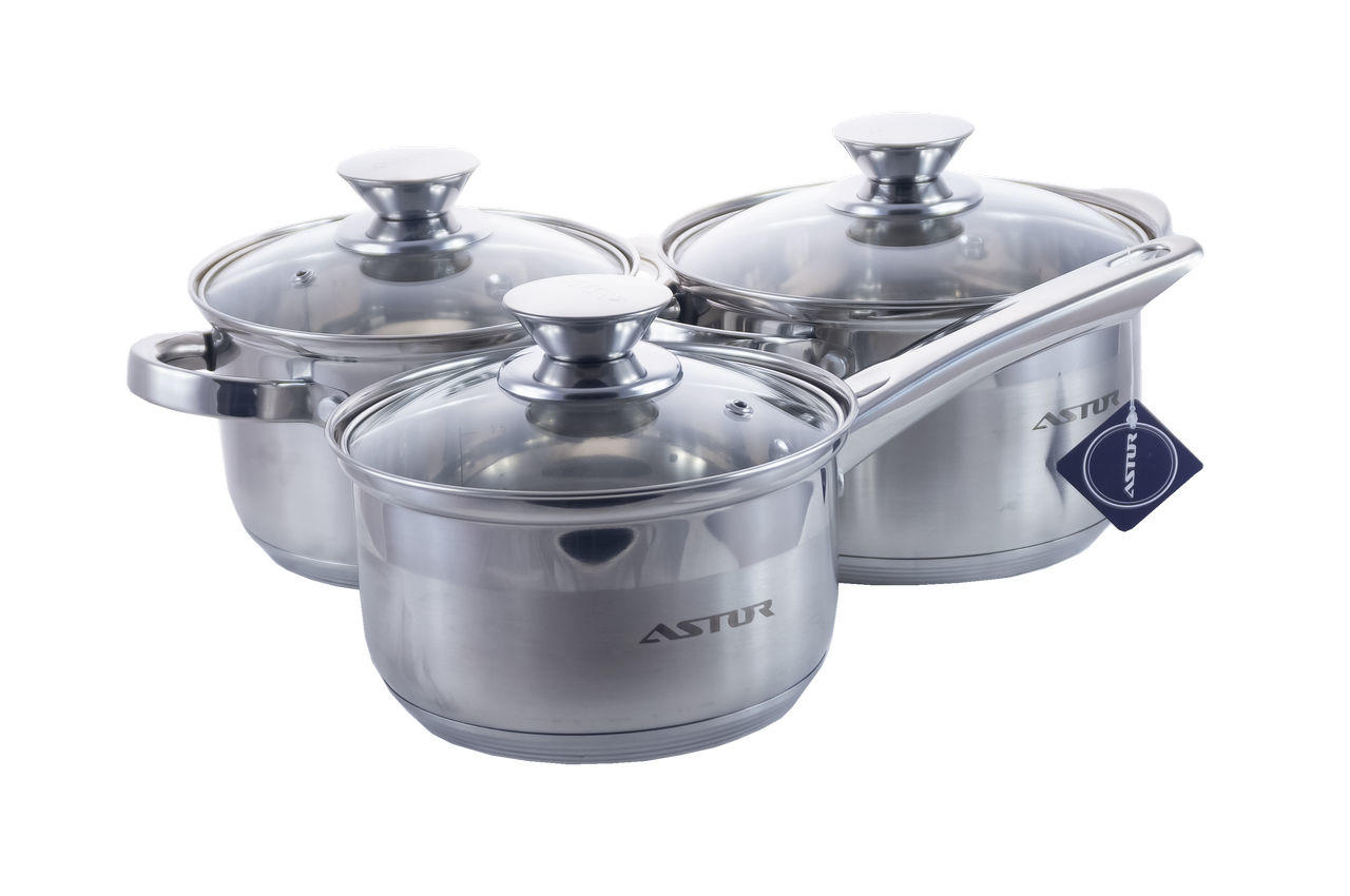 

Набор посуды Astor (2,1 л + 2,9 л + 1,9 л) Нержавеющая сталь (AST 1704) 4038624