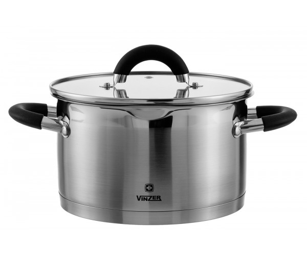 

Кастрюля с крышкой 3,5 л 20 см Vinzer Progresso 89054 из нержавеющей стали