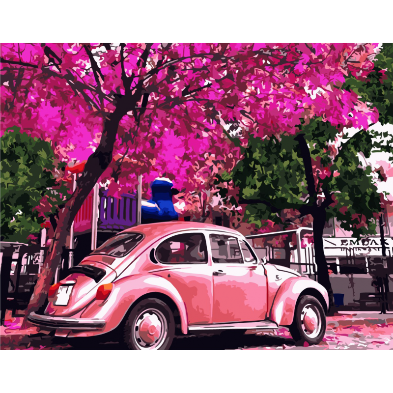

Картины по номерам Розовый Volkswagen Beetle Strateg 40*50 VA-1975