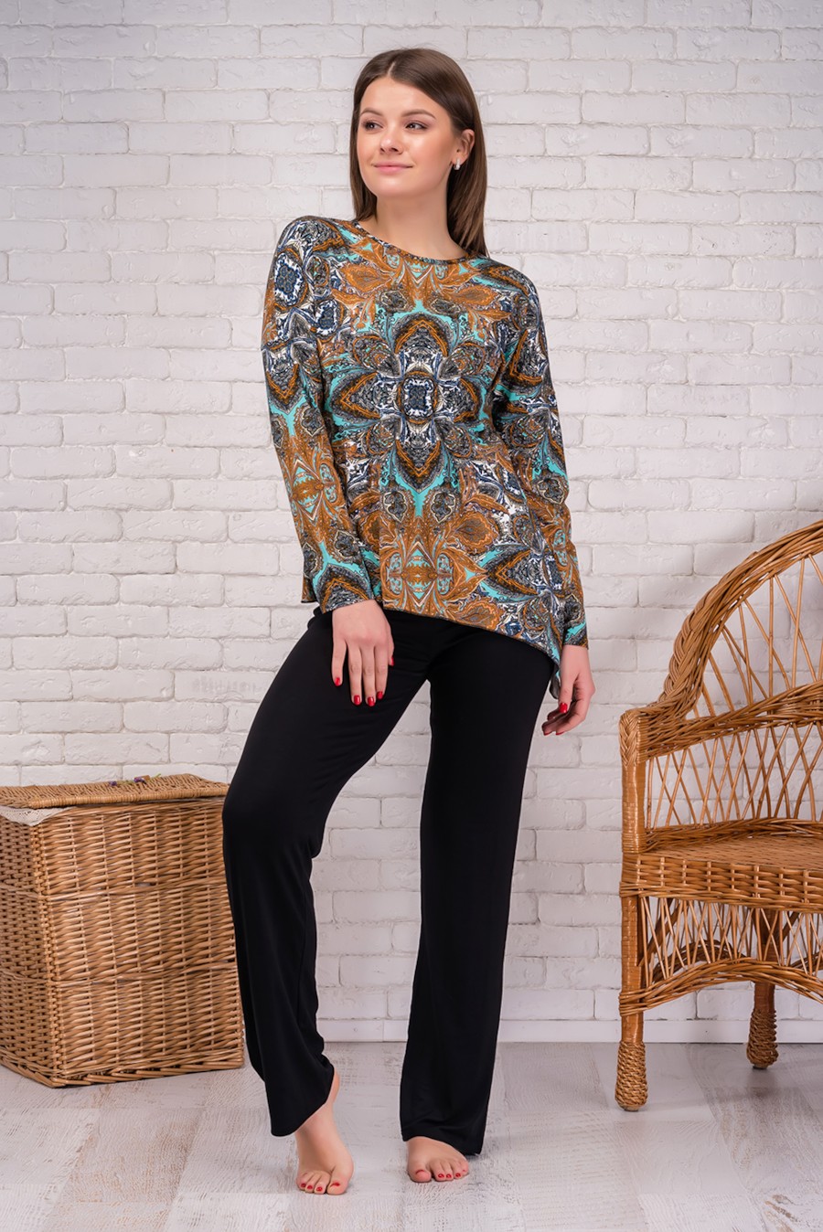 

Комплект: джемпер и брюки Lanett 54() Коричневый микс, Комплект: джемпер и брюки Lanett 54(4XL) Коричневый микс