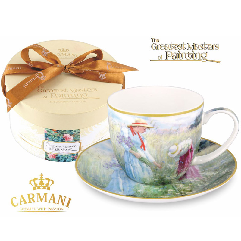

Фарфоровая чашка с блюдцем Летняя прогулка Carmani T-SS32135