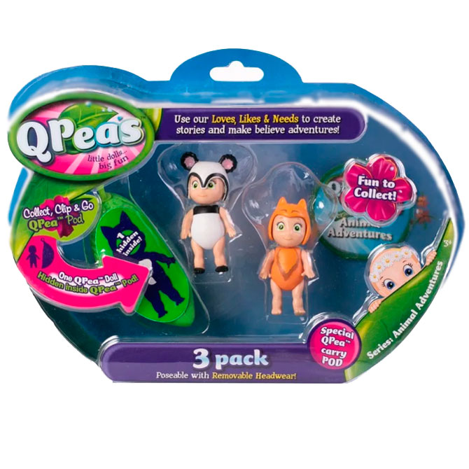 

Игровой набор Приключения животных 3 фигурки Pepilla Poppy и сюрприз в стручке QPeas 103146