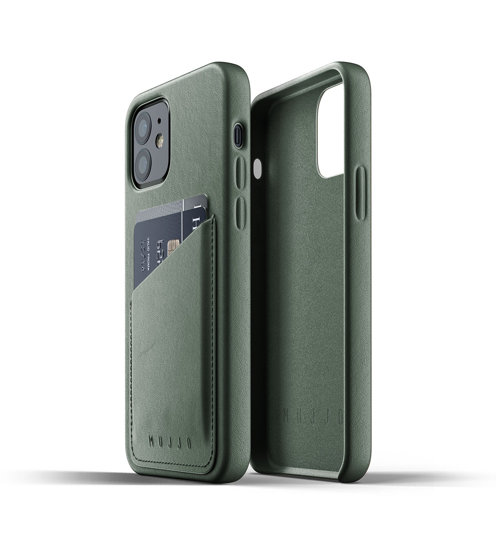 

Чехол кожаный MUJJO для iPhone 12 / 12 Pro Full Leather Wallet, Slate Green